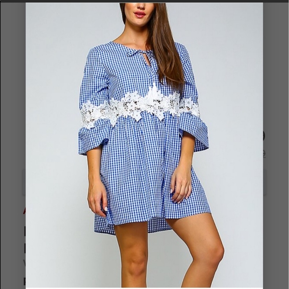 Adorable blue gingham swing dress